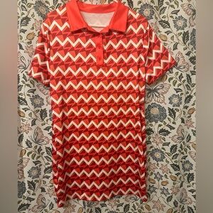 SHEIN Red and White Geometric Mini Dress